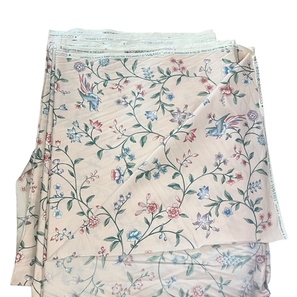 Waverly Points East Patience Floral Chinoiserie Fabric Polished Cotton 13 Yards